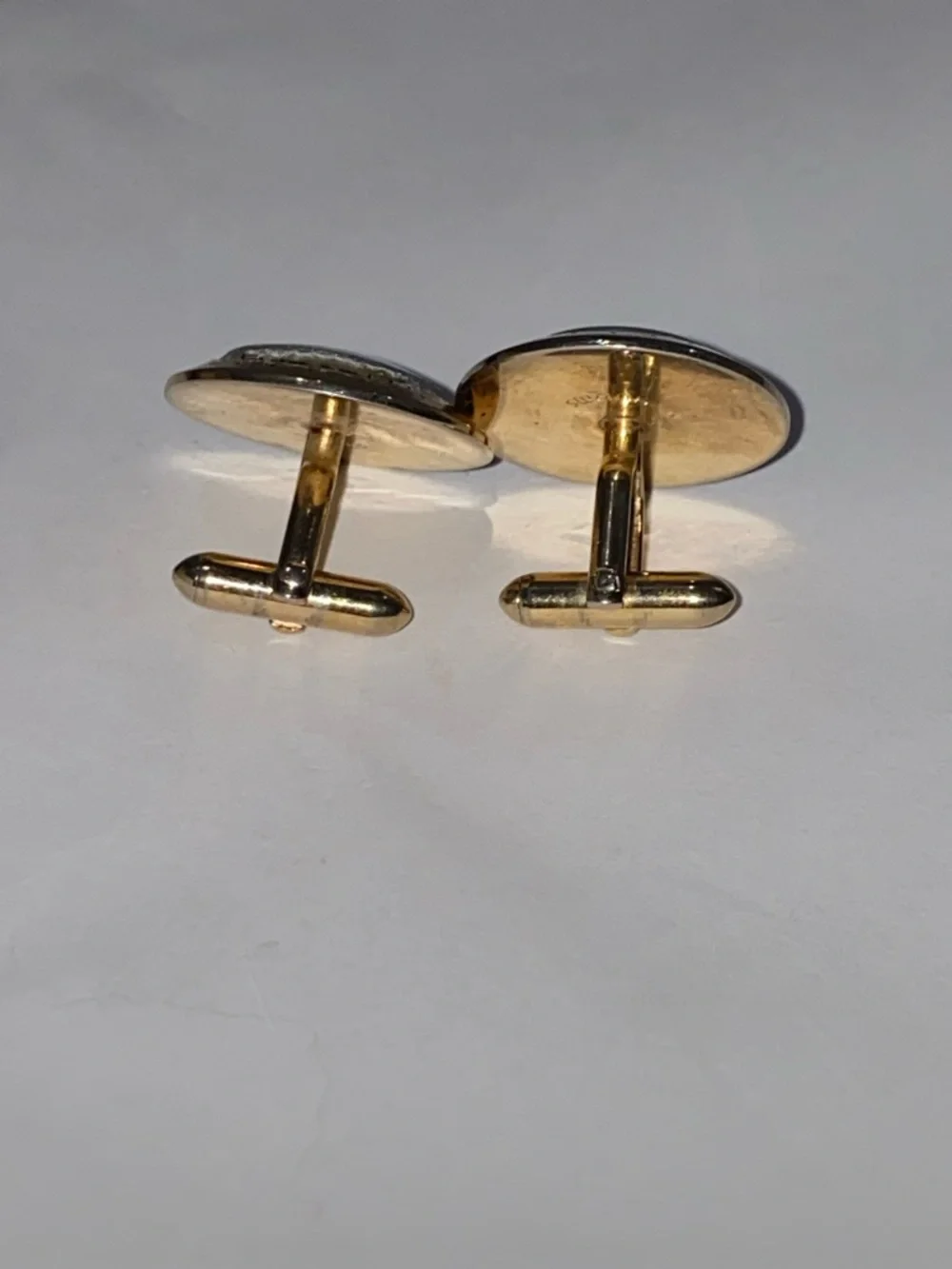 Vintage Swank Gold Tone With Dusty Blue Stone Men's Cuff Links